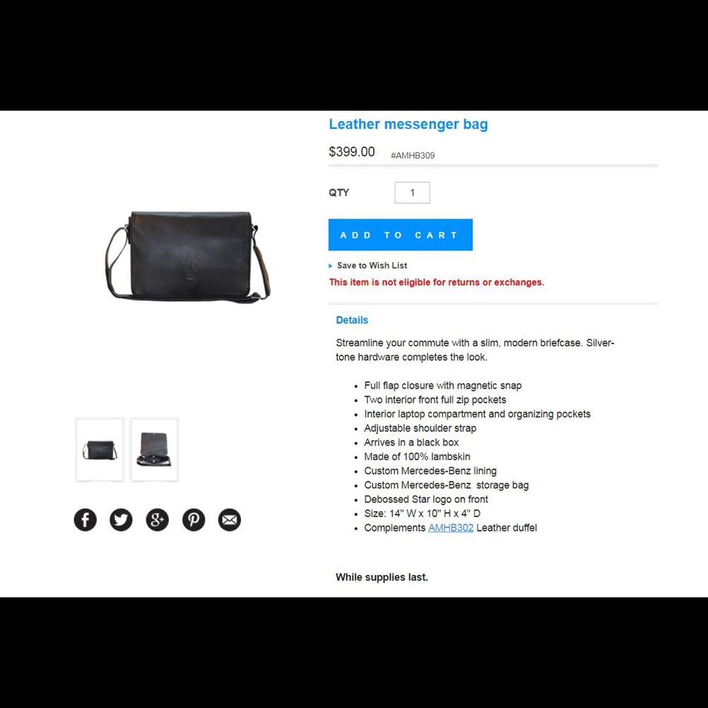 Messenger Bag w/ Mercedes-Benz Logo